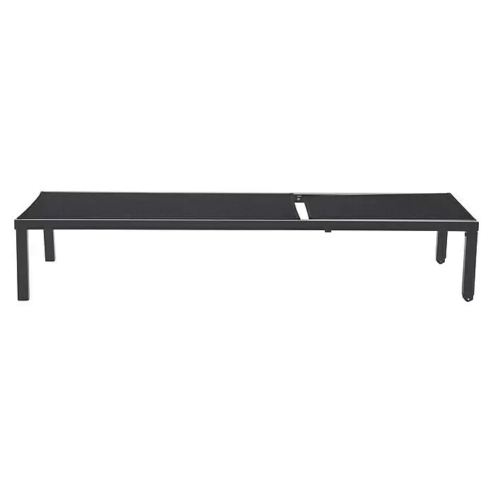 Sunfun Maja Gartenliege Design - Metall, Anthrazit, Rückenlehne verstellbar - Dunkelgrauer ausziehbarer Outdoor-Esstisch mit Stoffplatte.