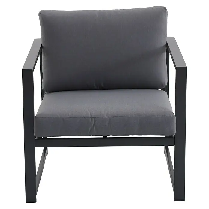 Sunfun Maja Slim Loungesessel - B x T x H: 75 x 72 x 65 cm, Aluminium, Anthrazit - Grauer Sessel mit Metallrahmen und bequemen Polstern. Ideal für Garten oder Terrasse.