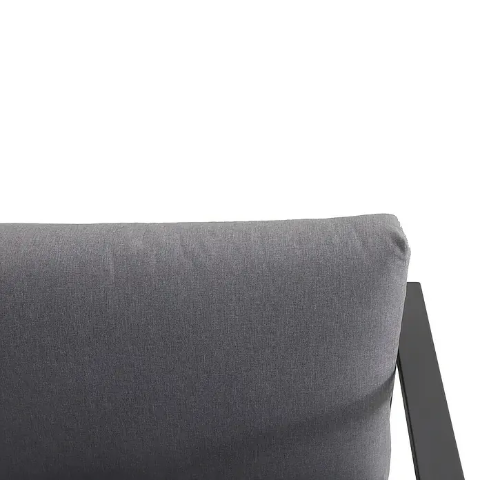 Sunfun Maja Slim Loungemöbel-Set mit Liegefunktion - 5 -tlg., Aluminium/Polyesterfaser, Anthrazit/Grau - Nahaufnahme eines grauen Sofakissens mit Armlehne, das Komfort und modernes Design vereint.\n