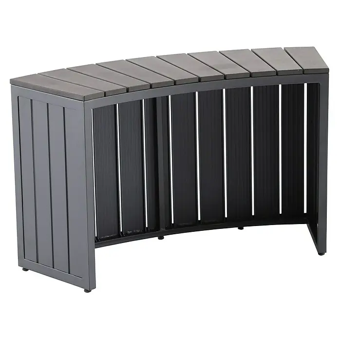 Malibu Whirlpool-Umrandung - B x T x H: 95 x 36,5 x 55 cm, Anthrazit - Die moderne, halbrunde Gartenbank mit Holzlatten in Grau ist eine stilvolle Ergänzung für jeden Außenbereich. Sie bietet Sitzgelegenheit und Stauraum.