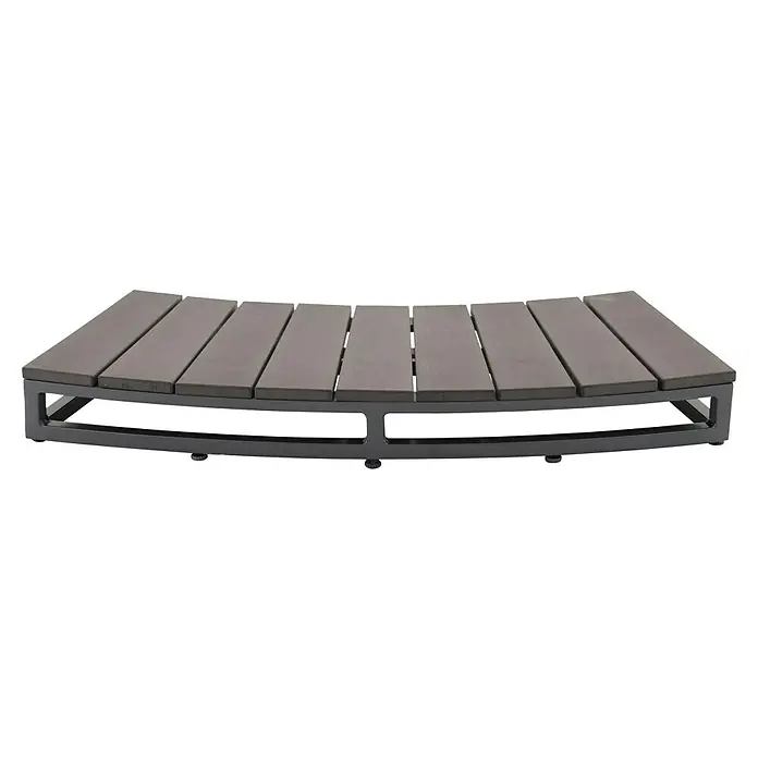 Malibu Whirlpool-Umrandung - B x T x H: 85 x 35 x 10 cm, Anthrazit - Gebogener Ottoman-Hocker mit Holzlatten-Sitzfläche und Metallgestell, ideal für den Außenbereich. Das perfekte Möbelstück für stilvolle Entspannung.