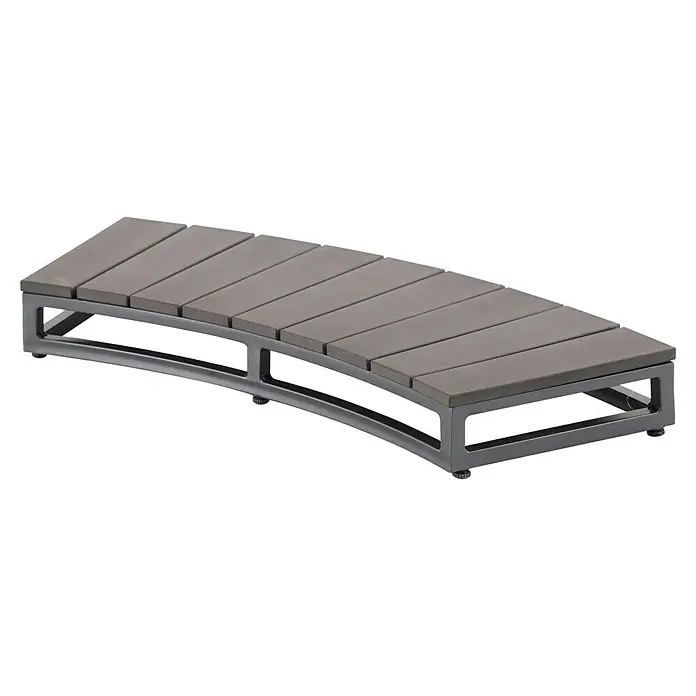 Malibu Whirlpool-Umrandung - B x T x H: 85 x 35 x 10 cm, Anthrazit - Elegante, gebogene Gartenbank mit Lattenrost in Grau und einem stabilen Metallrahmen, ideal für entspannte Stunden im Freien.