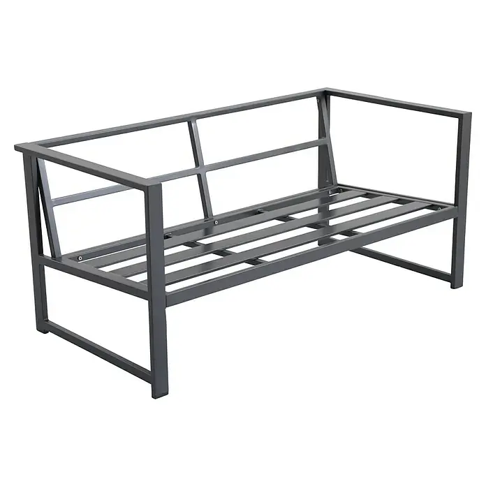 Sunfun Maja Slim Loungesofa - B x T x H: 140 x 72 x 65 cm, Anthrazit, 2-Sitzer - Metallrahmensofa mit Lattenrost. Das Sofa hat eine graue Lackierung und ist für den Aussenbereich geeignet, da es aus Metall gefertigt ist.