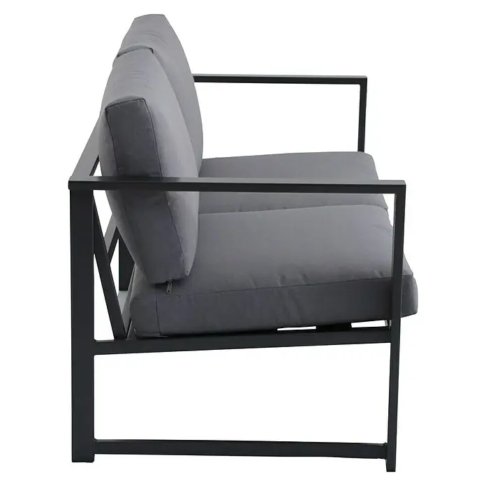 Sunfun Maja Slim Loungesofa - B x T x H: 140 x 72 x 65 cm, Anthrazit, 2-Sitzer - Graues Gartensofa mit Metallrahmen und bequemen Polstern für entspannte Stunden im Freien.