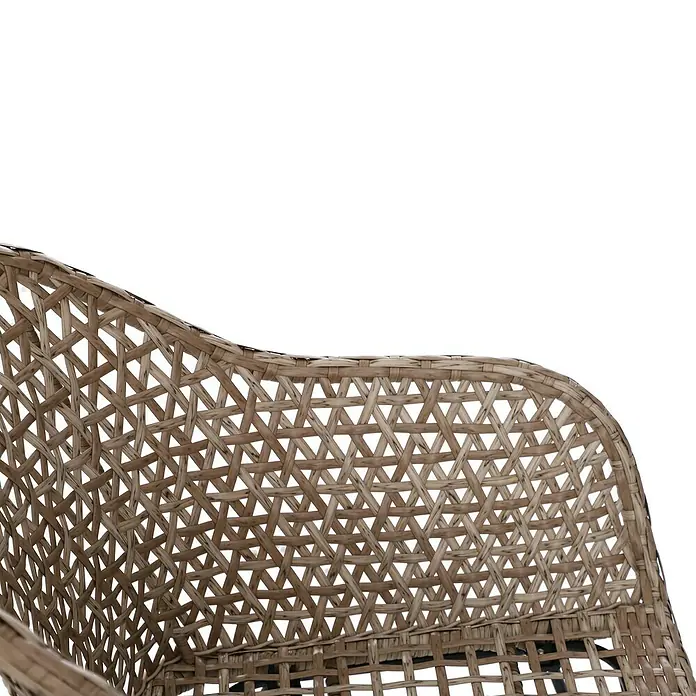 Sunfun Maja Gartensessel - PE-Geflecht, Braun-Grau, B x T x H: 75,5 x 56 x 105 cm - Detailaufnahme eines geflochtenen Korbsessels. Das Muster ist aufwendig und besteht aus kleinen Dreiecken, die ein luftiges Design erzeugen.