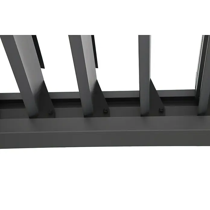 Sunfun Maja Slim Gartenmöbel-Set mit Pavillon Milos - 6 -tlg., Glas/Aluminium/Textilen, Anthrazit - Detailansicht der Aluminium-Lamellenstruktur einer Pergola, die Stabilität und ein modernes Design vereint.