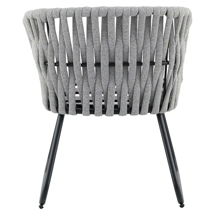 Sunfun Maja Gartensessel - Seilgeflecht, Grau-Beige, B x T x H: 64 x 65 x 77 cm - Ein grauer Korbstuhl mit einem modernen Design, der Komfort und Stil für jeden Raum bietet. Robuste Konstruktion mit eleganten Metallbeinen.