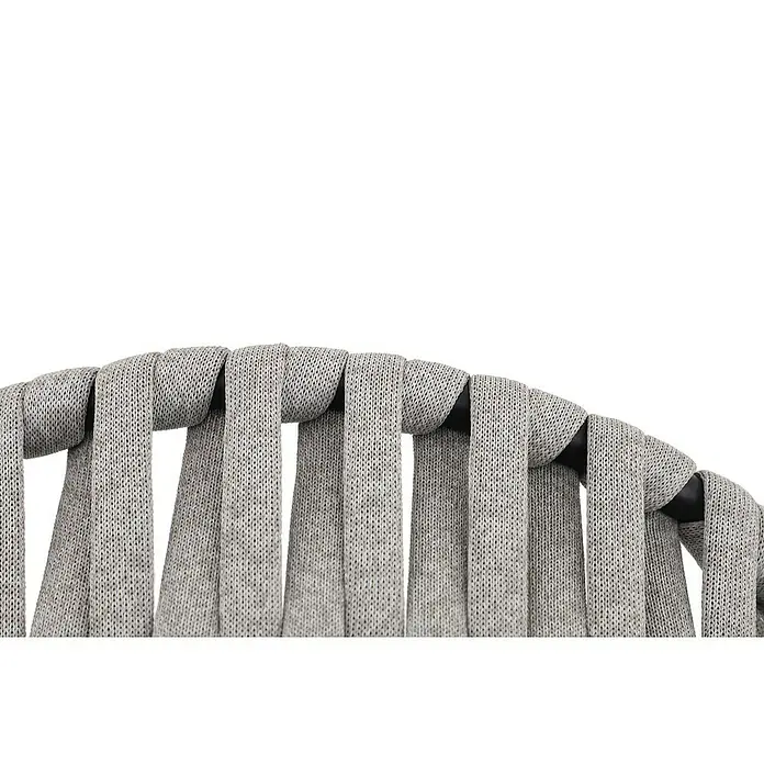 Sunfun Maja Gartensessel - Seilgeflecht, Grau-Beige, B x T x H: 64 x 65 x 77 cm - Nahaufnahme einer stilvollen, grau geflochtenen Stuhl- oder Möbelstruktur, die modernes Design und hochwertige Verarbeitung zeigt.