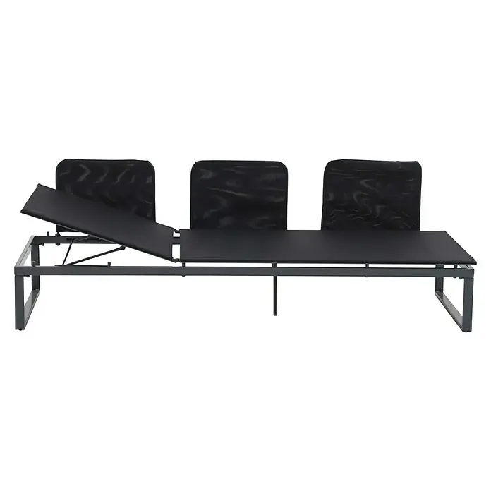 Sunfun Maja Slim Loungesofa mit Liegefunktion - B x T x H: 198 x 67 x 64,5 cm, Anthrazit - Das Bild zeigt eine moderne, verstellbare Relaxliege in dunklen Farbtönen mit einer stabilen Rahmenkonstruktion und bequemen Liegeflächen.