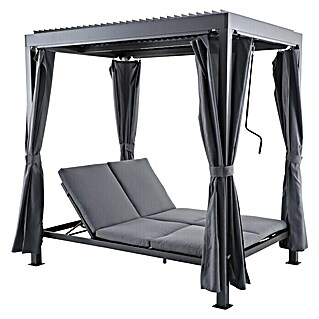 Sunfun Maja Loungeliege (L x B x H: 222 x 159 x 230 cm, Metall, Schwarz, Grau)