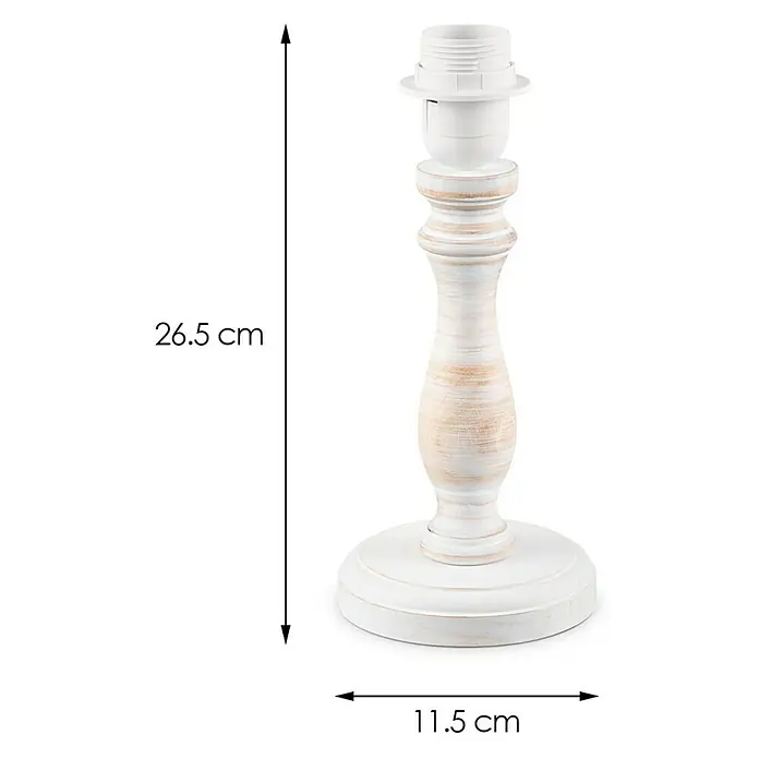 Home Sweet Home Lampenfuß Femme - 40 W, Farbe: Vintage Weiß, Höhe: 27 cm - Nahaufnahme einer weißen Tischleuchte mit den Maßen 26,5 cm Höhe und 11,5 cm Durchmesser für den Sockel, ideal für gemütliche Beleuchtung.