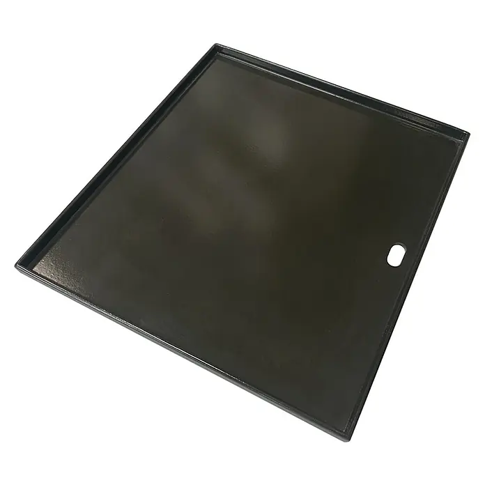 Kingstone Grillplatte Plancha - Stahl, B x L: 45 x 39,3 cm, Passend für: Kingstone Cliff Gasgrills / Kingstone The Quad Gasgrills - Schwarze Grillplatte mit erhöhten Kanten und einem Loch, ideal zum Kochen im Freien. Perfekt für Grills und einfache Reinigung.