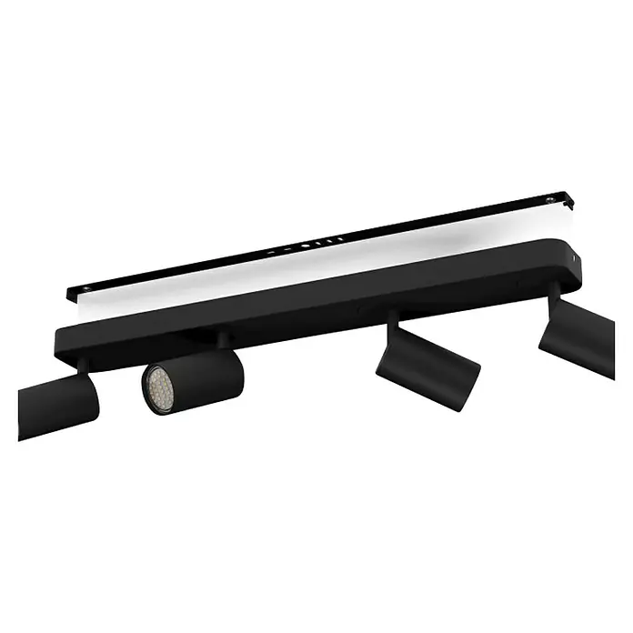 Eglo LED-Deckenleuchte Telimbela-Z - L x B x H: 580 x 80 x 97 mm, Lichtfarbe: Kaltweiß - Schwarzes Schienenlicht mit drei verstellbaren Spots für flexible Beleuchtungslösungen im modernen Interieur, ideal für Wohn- und Geschäftsräume.