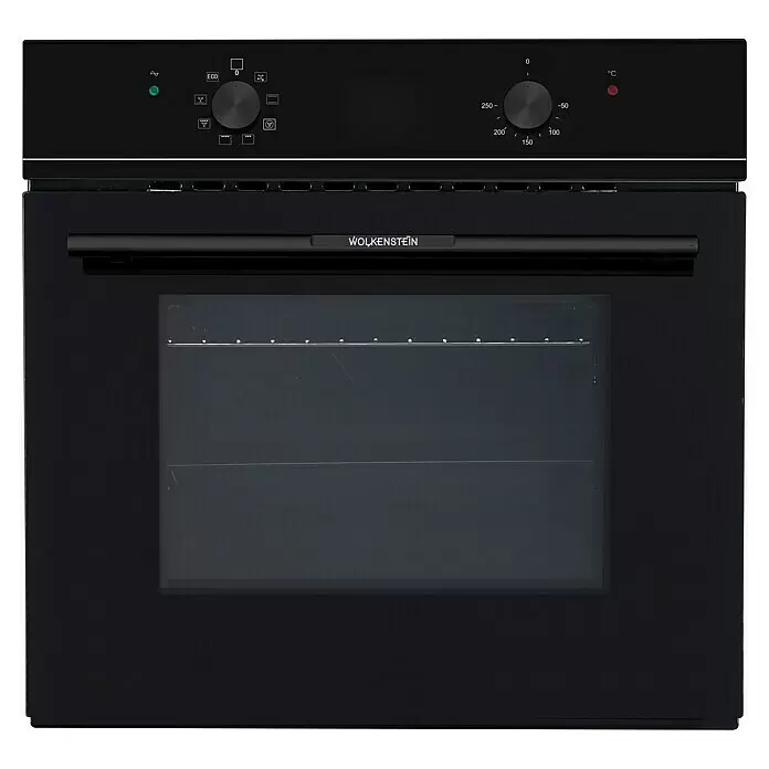 Wolkenstein Einbaubackofen WMO 70 - Anzahl Beheizungsarten: 8 Stk., Volumen Backofen: 62 l, Schwarz - Schwarzer Einbauofen mit Glastür, Bedienfeld und Markenaufschrift 'WOLKENSTEIN'.