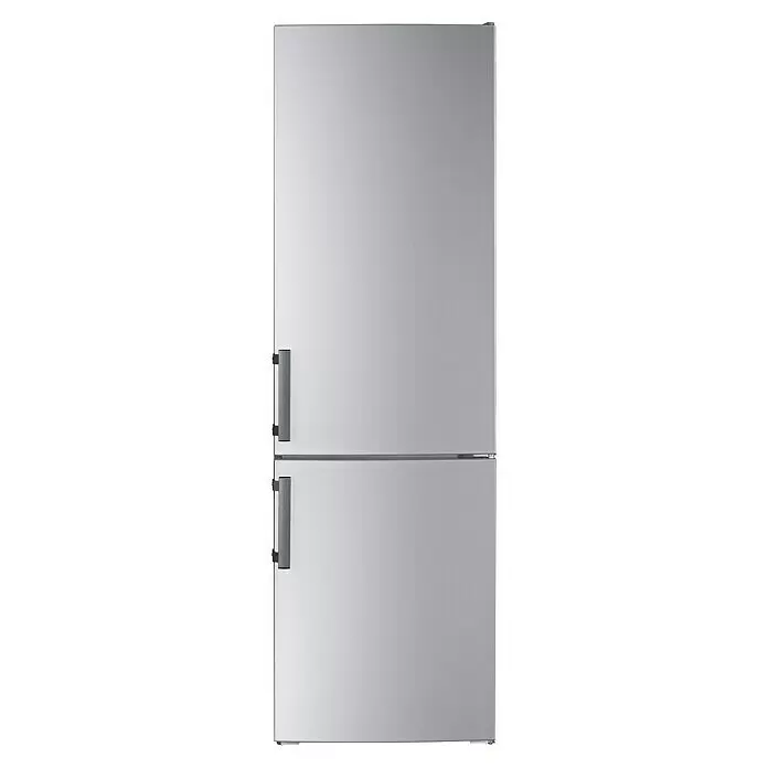 Wolkenstein Kühl-Gefrierkombination KGK180E - Nutzinhalt Gesamt: 262 l, 56 x 55 x 180 cm, Inxo-Design - Silberner zweitüriger Kühlschrank mit Griffen.