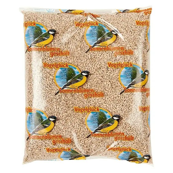 Tierell Wildvogelfutter geschält - 3 kg - Eine Packung "Vogelglück Sonnenblumen geschält", Vogelfutter, prall gefüllt mit geschälten Sonnenblumenkernen für Gartenvögel.