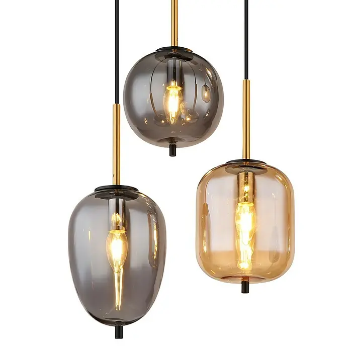 Globo Pendelleuchte Blacky - 40 W, L x B x H: 80 x 34 x 120 cm, E27 - Elegante Hängeleuchten mit Glaskugeln und goldenen Akzenten setzen stilvolle Lichtpunkte im Raum.
