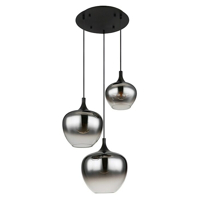 Globo Pendelleuchte Maxy (40 W, Ø x H: 48 x 120 cm, 3-Strahlig, Rauchfarben/ Schwarz, E27) | BAUHAUS