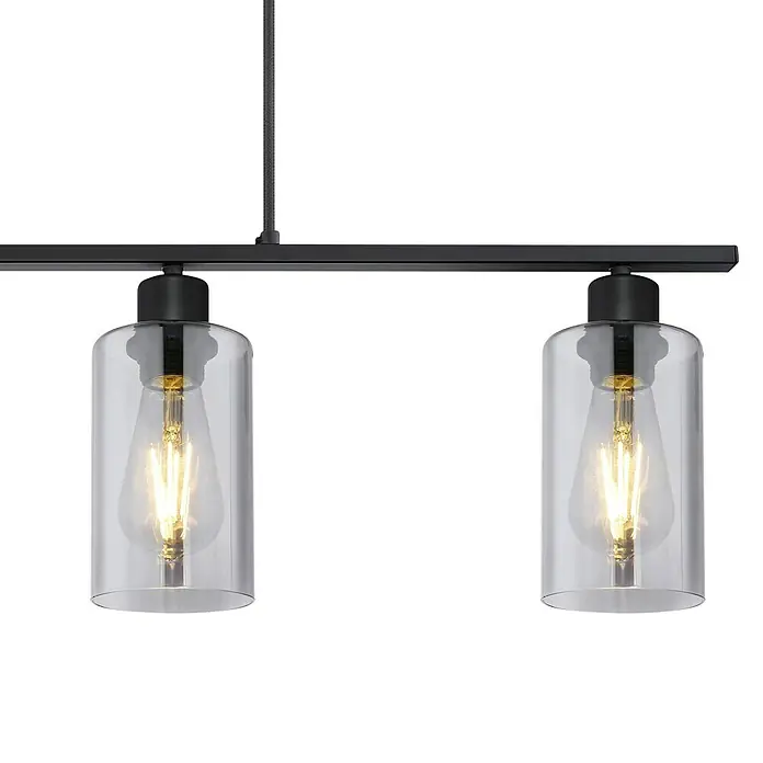 Globo Pendelleuchte Hadera - 60 W, L x B x H: 98 x 10 x 120 cm, E27 - Stilvolle Hängelampe mit zwei klaren Glaslampenschirmen und Edison-Glühbirnen für eine moderne Beleuchtung.