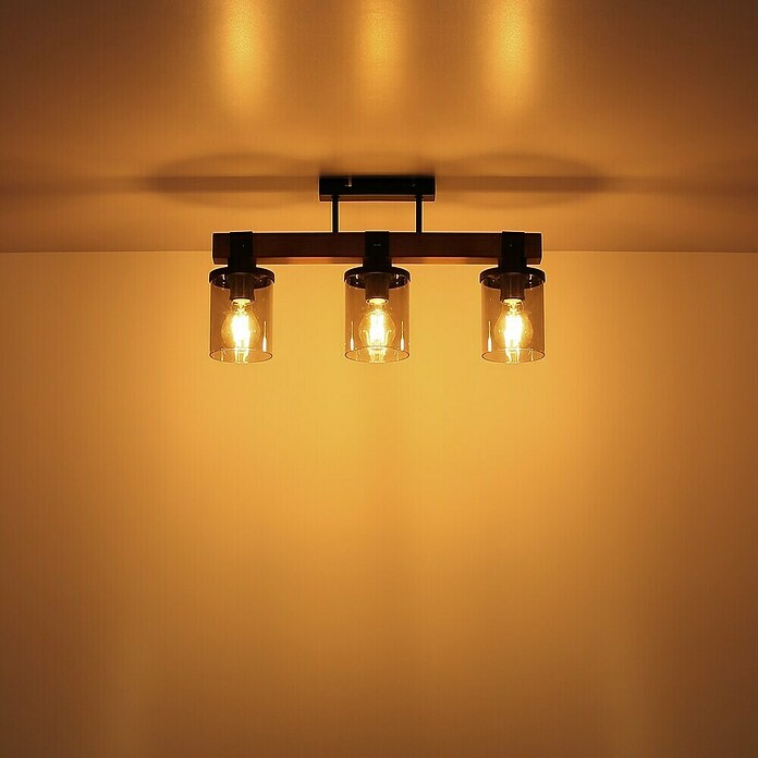 Globo Deckenleuchte Lila (60 W, L x B x H: 520 x 100 x 286 mm, Dunkelbraun/Rauchfarben/Schwarz, E27) | BAUHAUS