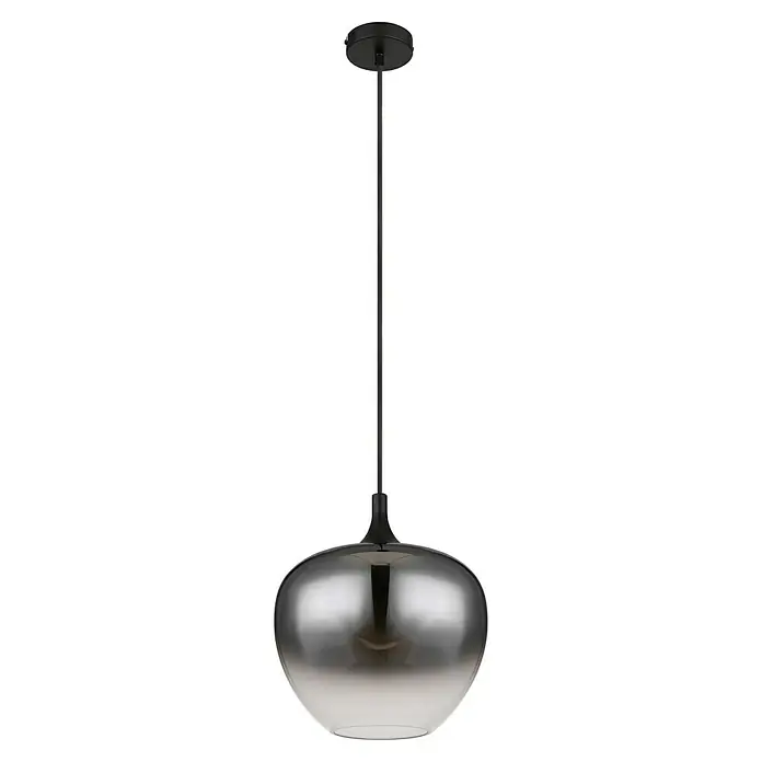 Globo Pendelleuchte Maxy - 60 W, Ø x H: 29 x 120 cm, 1-Strahlig, E27 - Elegante Pendelleuchte mit einem schimmernden, rauchfarbenen Glasschirm, ideal für moderne Interieurs und stilvolle Beleuchtungslösungen.