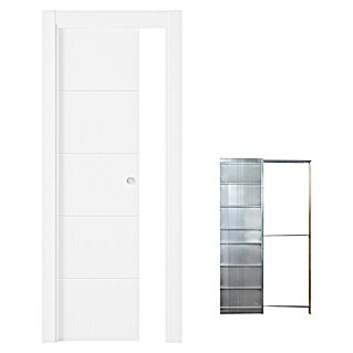 Set para puertas correderas Recife (72,5 x 203 cm, Blanco, Con uñero, Específico para: Pared de yeso, Anchura de muro: 100 mm)
