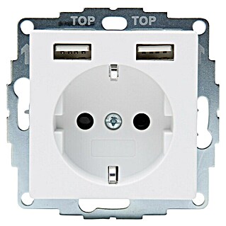 Kopp Wandcontactdoos met USB Athenis (Wit, Mat, 2 x USB-aansluiting)