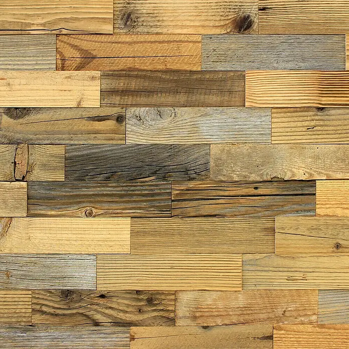 Wodewa Holzriemchen 200 Original Kiefer Altholz - 200 x 50 mm, Stärke: 4 mm - 11 mm, 1 m² - Wandverkleidung aus recyceltem Altholz. Einzigartige Textur und rustikaler Charme durch verschiedene Holzfarben und Maserungen.