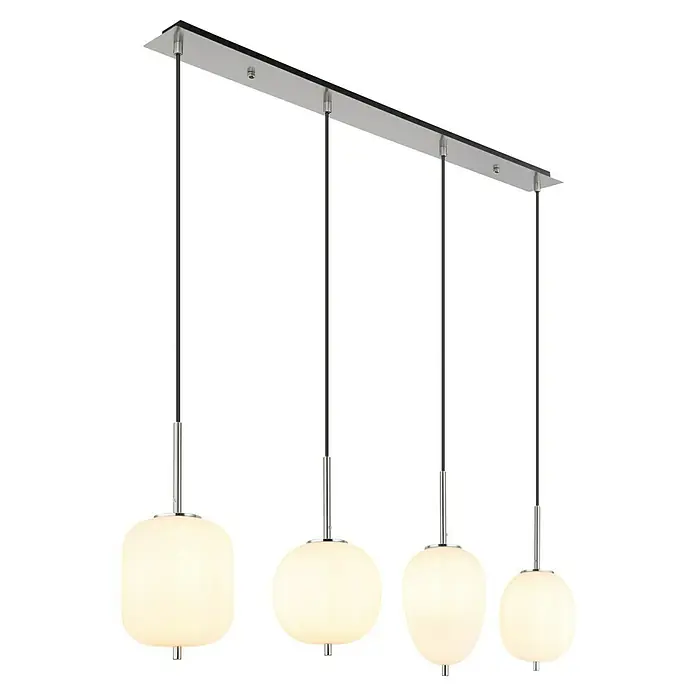 Globo LED-Pendelleuchte Blacky I - 40 W, Anzahl Leuchtmittel: 4 Stk., L x B x H: 110 x 18,5 x 120 cm, E14, Weiß - Moderne Pendelleuchte mit vier Lampen und klaren, eleganten Formen. Ideal für Esszimmer oder Wohnbereich mit stilvoller Beleuchtung.