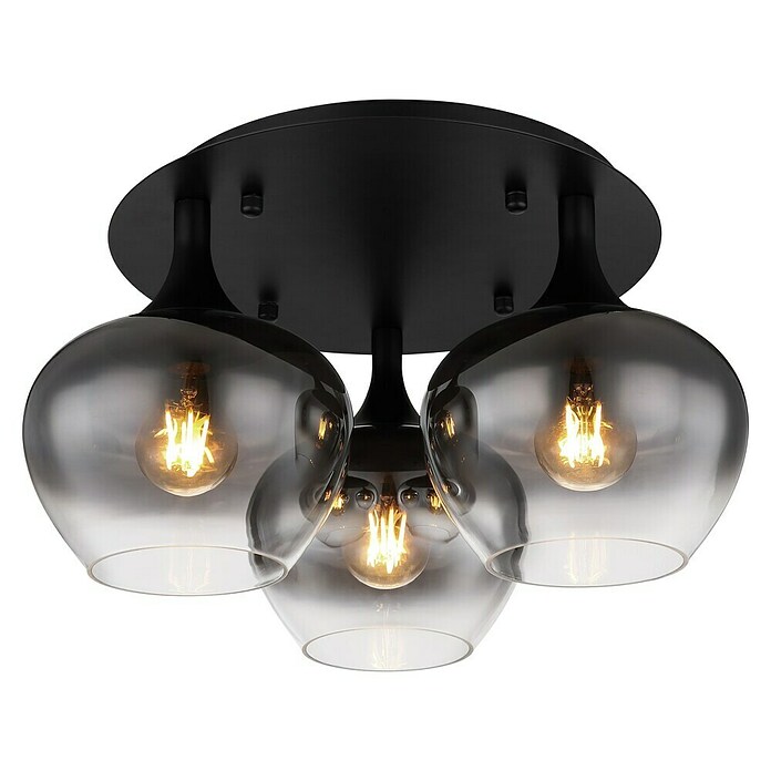 Globo Deckenleuchte Maxy (Ø x H: 450 x 255 mm, Anzahl Leuchtmittel: 3 Stk., Rauchgrau, E27, 40 W) | BAUHAUS