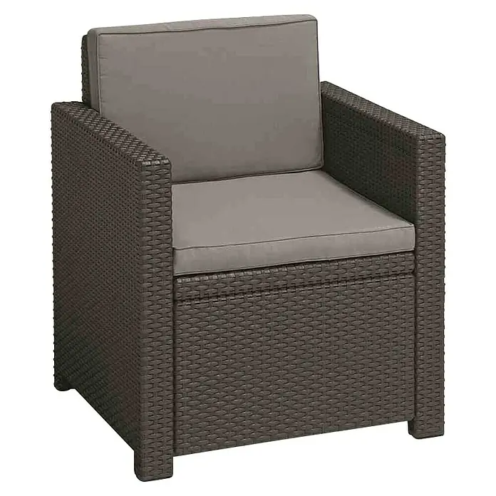 Allibert Loungemöbel-Set Monaco - 4 -tlg., Kunststoffgeflecht, Polyester, Graphit - Gepolsterter Rattansessel für den Außenbereich.