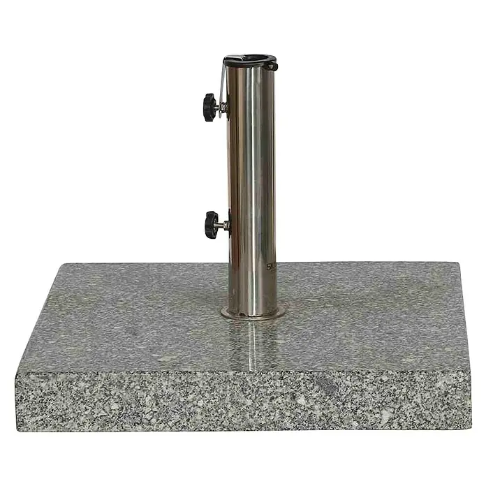Siena Garden Granitschirmständer mit Rollen - 45 kg, L x B: 55 x 55 cm - Quadratischer, grauer Sonnenschirmständer aus Granit mit Metallschaft.