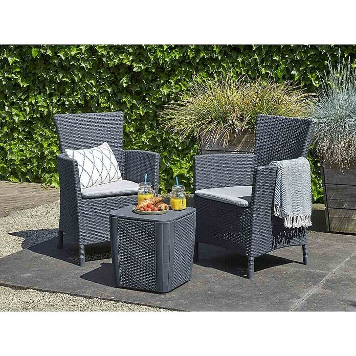 Allibert Gartenmöbel-Set Iowa (4 -tlg., Kunststoff, 100% Polyester, Anthrazit) | BAUHAUS