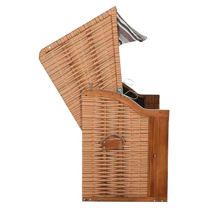 DeVries Strandkorb Trendy - L x B x H: 120 x 80 x 165 cm, Weiß-Beige-Braun (gestreift) - Dieser Strandkorb aus Rattan bietet einen gemütlichen Ort zum Entspannen im Freien. Die geflochtene Konstruktion sorgt für ein stilvolles Erscheinungsbild.