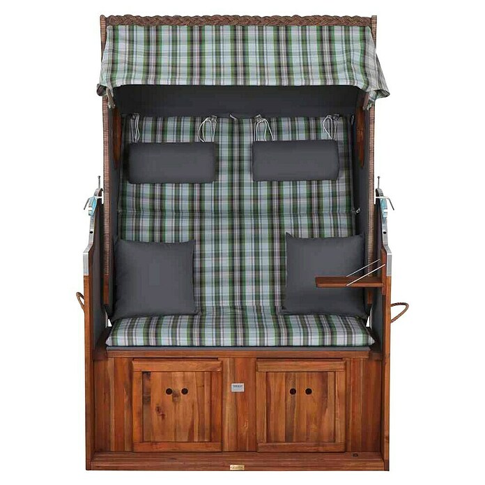 DeVries Strandkorb Trendy (L x B x H: 120 x 80 x 155 cm, Grün-Grau (kariert)) | BAUHAUS