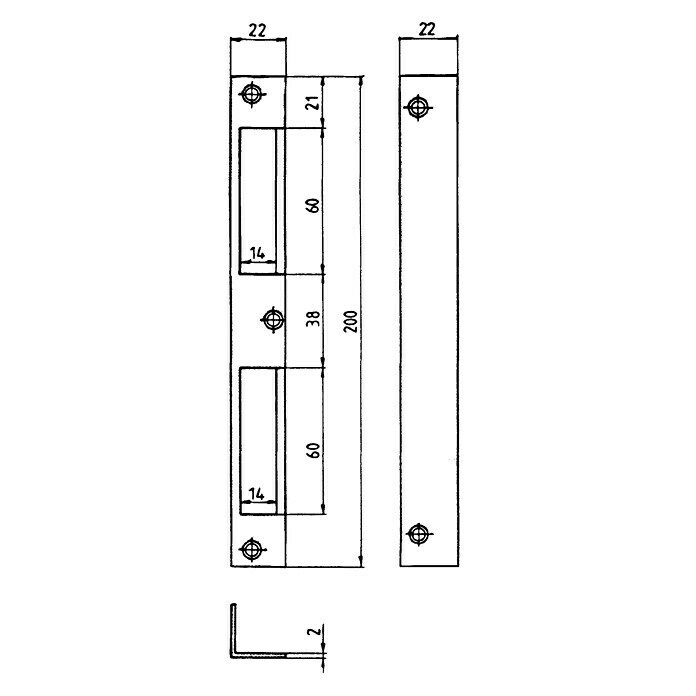 Stabilit WinkelschließblechUniversell einsetzbar, L x B x H: 200 x 22 x 22 mm View From Above