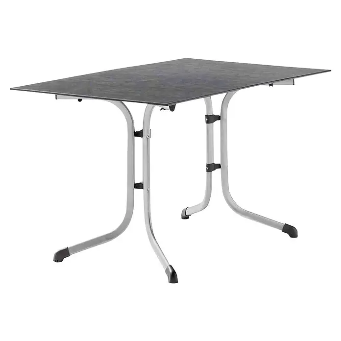 Sieger Gartentisch - L x B x H: 120 x 80 x 71 cm, Polytec, Graphit-Anthrazit, Klappbar - Grauer Klapptisch mit silbernem Gestell, ideal für den Innen- und Außenbereich. Praktisch für Camping, Garten oder als Beistelltisch.