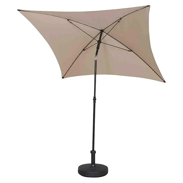 Siena Garden Marktschirm City Push - Natur, Bespannungsmaß (L x B): 180 x 180 cm - Quadratischer Gartenschirm in Beige mit schwarzem Ständer, ideal für sonnige Tage im Freien.