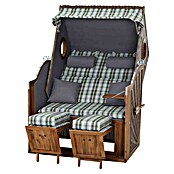 DeVries Strandkorb Trendy (L x B x H: 120 x 80 x 155 cm, Grün-Grau (kariert)) | BAUHAUS