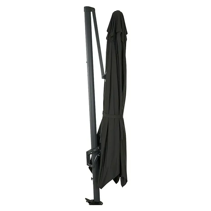 Siena Garden Ampelschirm Fagus N+ - Anthrazit, Bespannungsmaß (L x B): 300 x 300 cm - Geschlossener, grauer Ampelschirm mit stabilem Mast und praktischem Halteband für platzsparende Aufbewahrung.