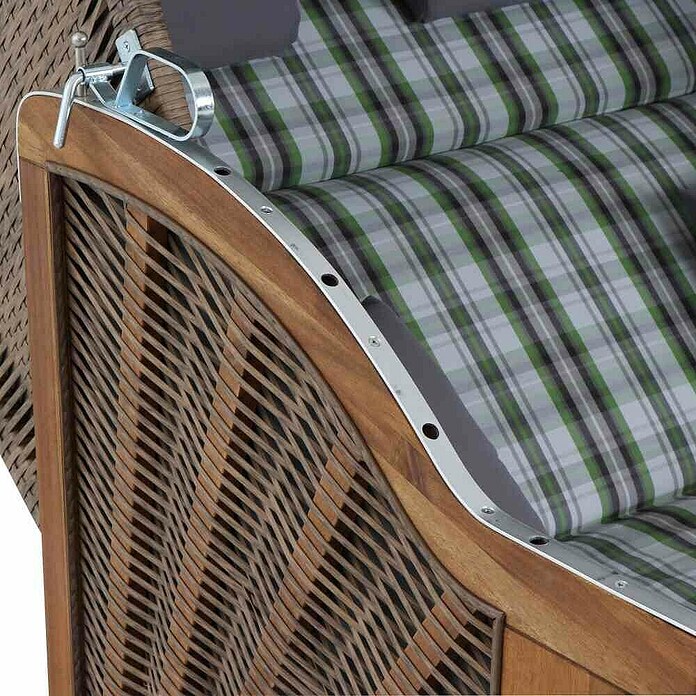 DeVries Strandkorb Trendy (L x B x H: 120 x 80 x 155 cm, Grün-Grau (kariert)) | BAUHAUS