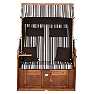 DeVries Strandkorb Trendy (L x B x H: 120 x 80 x 165 cm, Weiß-Beige-Braun (gestreift))