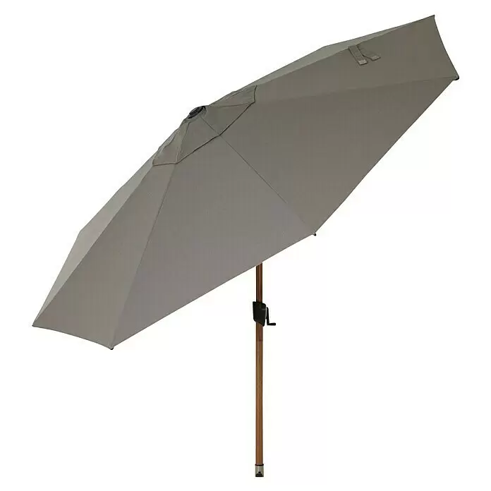 Siena Garden Marktschirm Pino - Farbe Bespannung: taupe-meliert, Durchmesser Bespannung: 300 cm - Hellgrauer rechteckiger Sonnenschirm mit Holzstange.