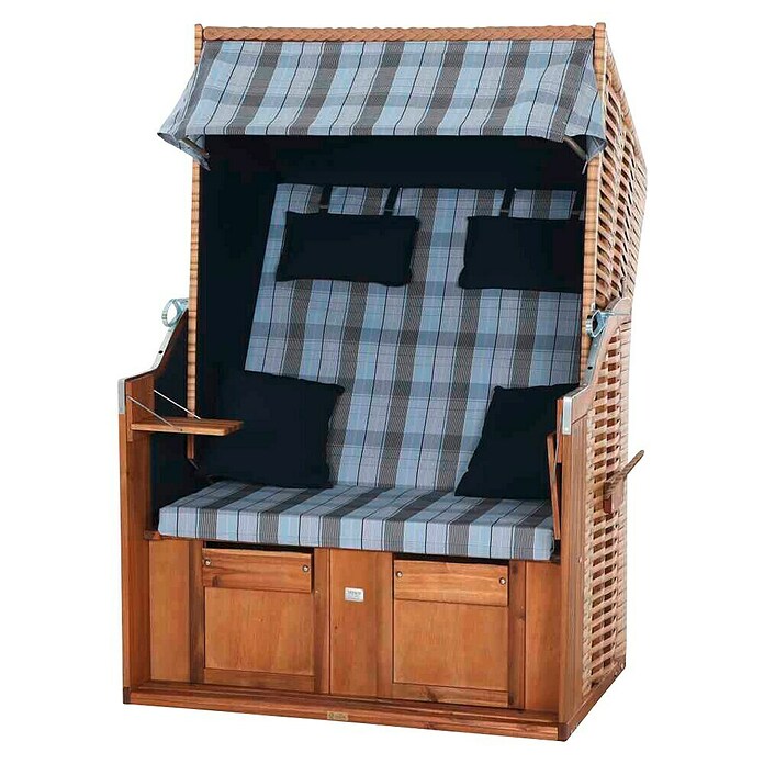 DeVries Strandkorb Trendy (L x B x H: 120 x 80 x 165 cm, Blau-Weiß (kariert)) | BAUHAUS