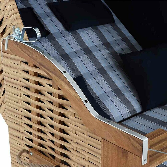 DeVries Strandkorb Trendy (L x B x H: 120 x 80 x 165 cm, Blau-Weiß (kariert)) | BAUHAUS
