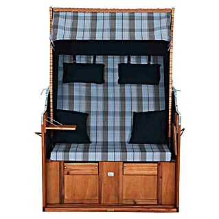 DeVries Strandkorb Trendy (L x B x H: 120 x 80 x 165 cm, Blau-Weiß (kariert))