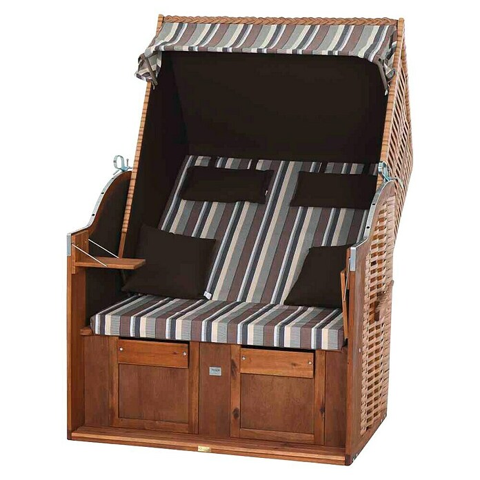 DeVries Strandkorb Trendy (L x B x H: 120 x 80 x 165 cm, Weiß-Beige-Braun (gestreift)) | BAUHAUS