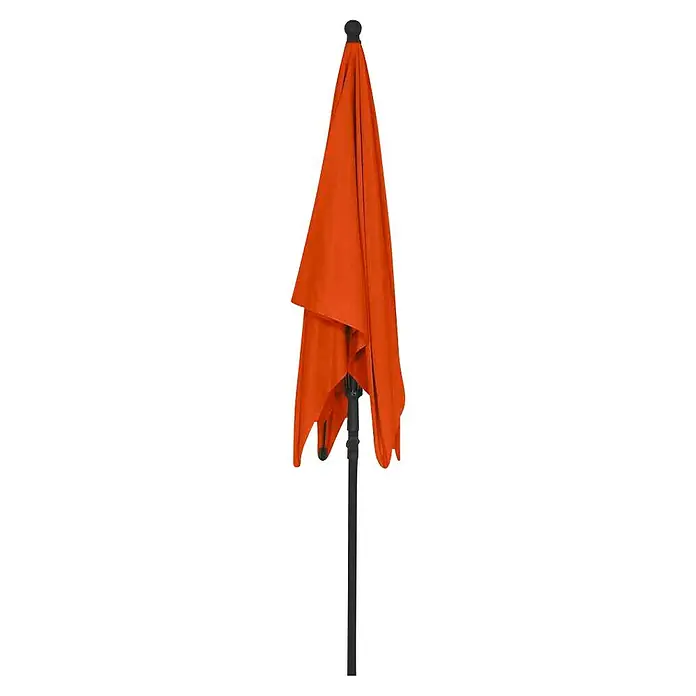 Siena Garden Marktschirm City Push - Terracotta, Bespannungsmaß (L x B): 180 x 180 cm - Der rote Sonnenschirm mit schwarzem Ständer ist geschlossen. Der perfekte Schattenspender für sonnige Tage im Garten oder auf der Terrasse.