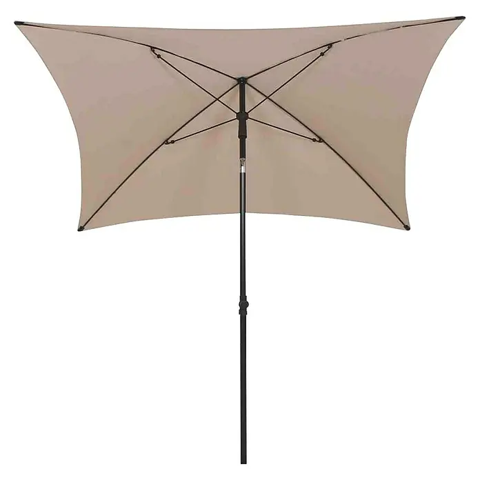 Siena Garden Marktschirm City Push - Natur, Bespannungsmaß (L x B): 180 x 180 cm - Ein quadratischer, beiger Gartenschirm mit schwarzem Gestell, ideal für sonnige Tage im Freien. Der Schirm bietet Schatten und Schutz.