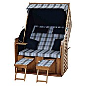 DeVries Strandkorb Trendy (L x B x H: 120 x 80 x 165 cm, Blau-Weiß (kariert)) | BAUHAUS